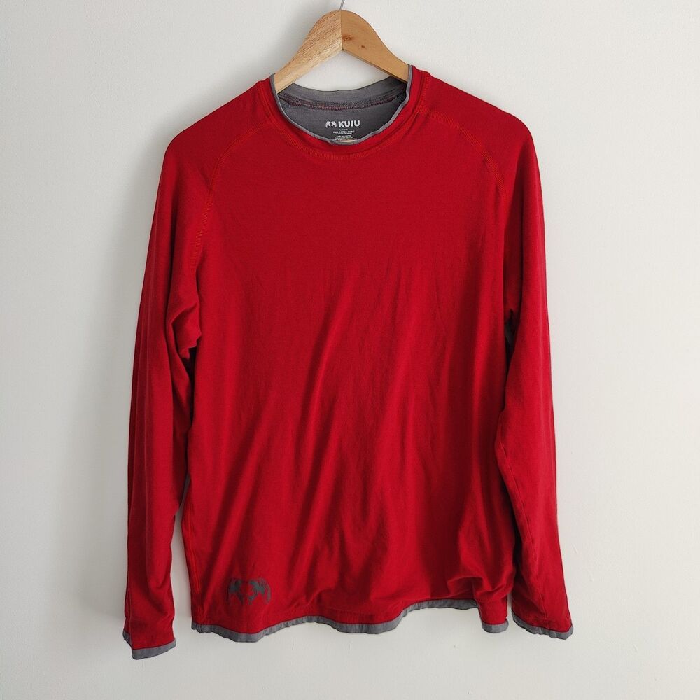 Kuiu Long Sleeve Red Crew Neck Pima Cotton Shirt Hunting Mens Size Medium